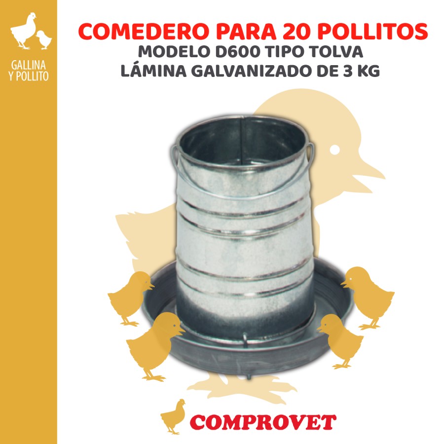 Comedero de Tolva de Lámina Galvanizada de 3 kg