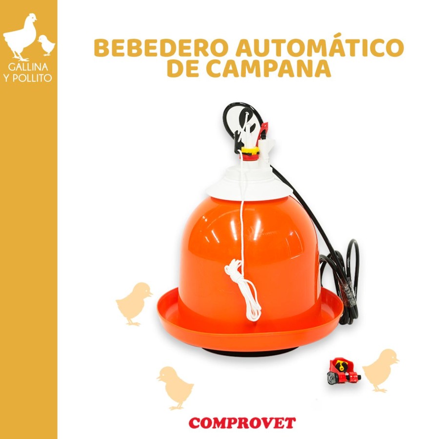 Bebedero Plástico Automático de Campana para 100 Aves